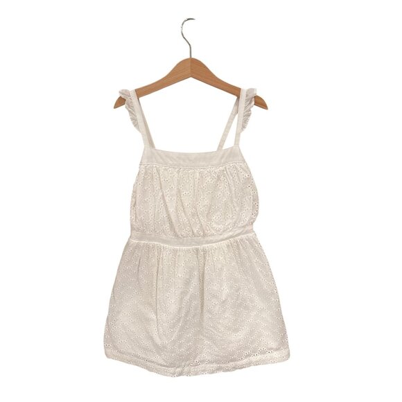 Cottage Core Cherokee Girls White Eyelet Dress M 7/8 100% Cotton Sleeveless Ruf - Picture 1 of 6